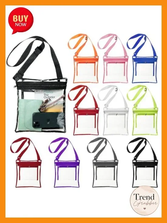10 Pcs Clear Stadium Approved Crossbody Bags with Inner Pocket & Adjustable