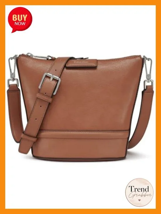 Vegan Leather Crossbody Bag with Zip and Slip Pockets