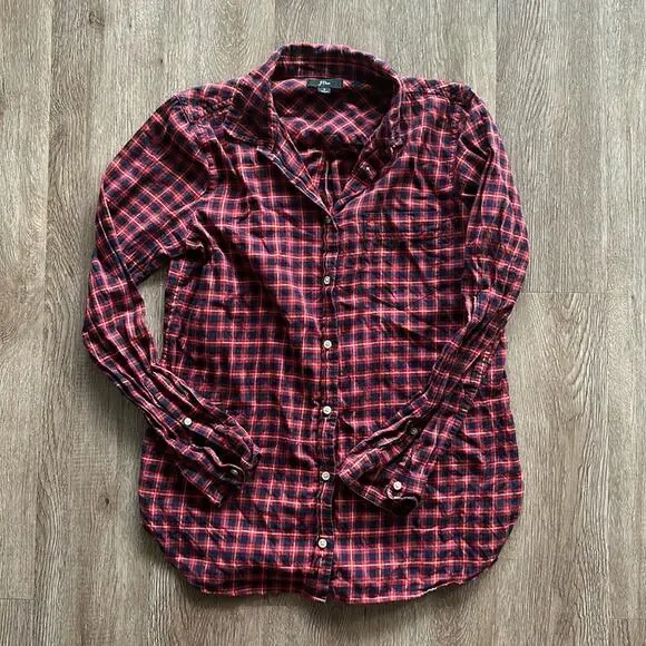 J.Crew Classic Fit Brushed Twill Flannel‎ Button Down Long Sleeve Shirt Size 8