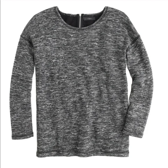 J.Crew Jaspé Space Dye Tunic Zip-Back Detail‎ Double Faced Jersey Wool Blend Top