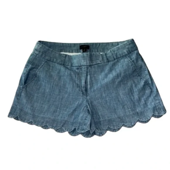 J. Crew blue chambray scalloped edge shorts size 4