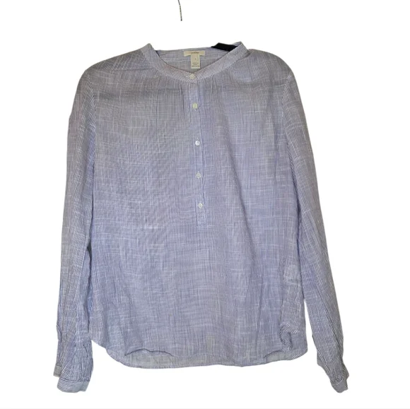 J. CREW‎ Lavender White Stripe Popover Shirt - Size 6