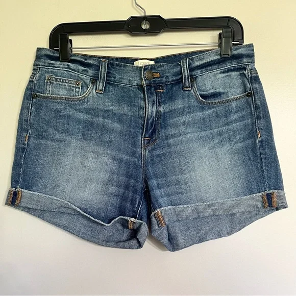 Woman’s J. Crew Cuffed Denim Jean Shorts Medium Wash Size 26‎