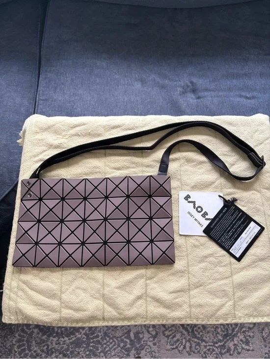 Issey Miyake Bao Bao Geometric Crossbody Bag in Charcoal Gray/Purple hue