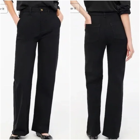 J. Crew‎ Wide-Leg High Waist Denim Black Jeana All Day Stretch Size 31  NWT