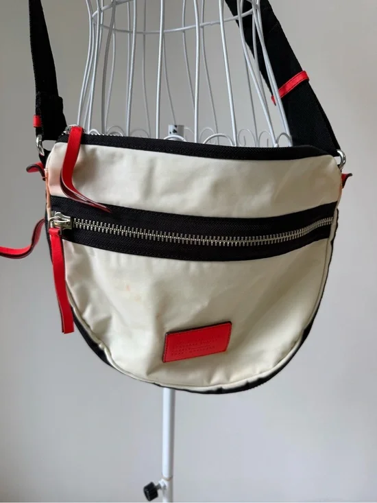 Marc by Marc Jacobs Standard Supply Nylon Crossbody Messenger Bag Ivory Red