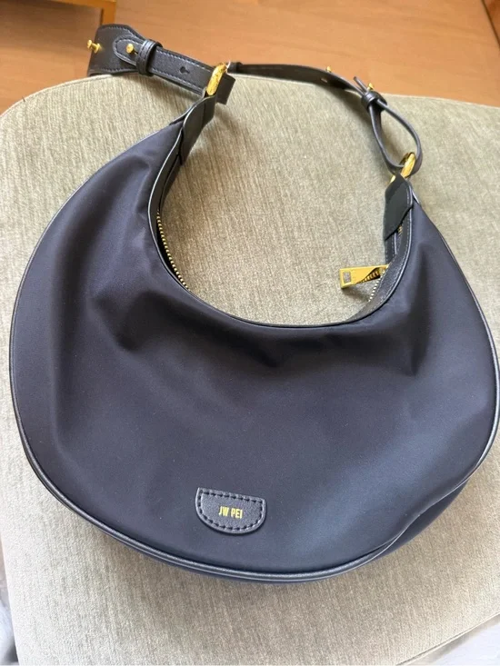 JW PEI Black Crescent Hobo with Gold Hardware