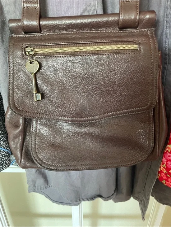 Vintage Fossil 1954 75082 Brown Leather Crossbody Bag