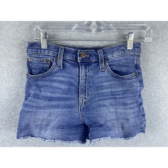 J Crew Mercantile Jean Shorts‎ Women's 25 Blue Cutoff High Rise Short Shorts