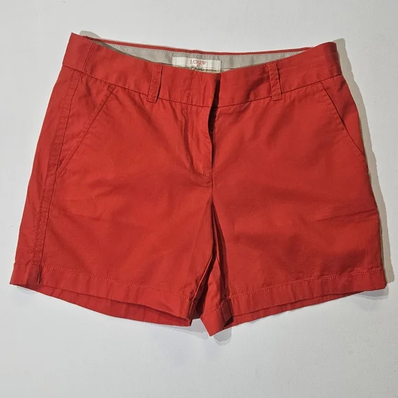 J. Crew Chino Shorts Womens Size‎ 0 Orange Broken In Fit Preppy Coastal Cotton