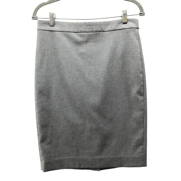 J. Crew‎ No. 2 Pencil Skirt Womens 2 Gray Stretch Back Slit Career Office