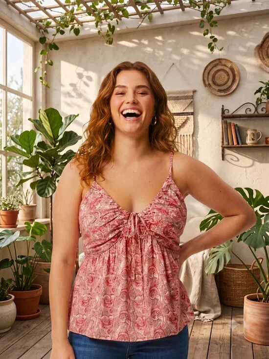 NWT J. Crew Floral Paisley Smocked Babydoll Cami Top Size 12