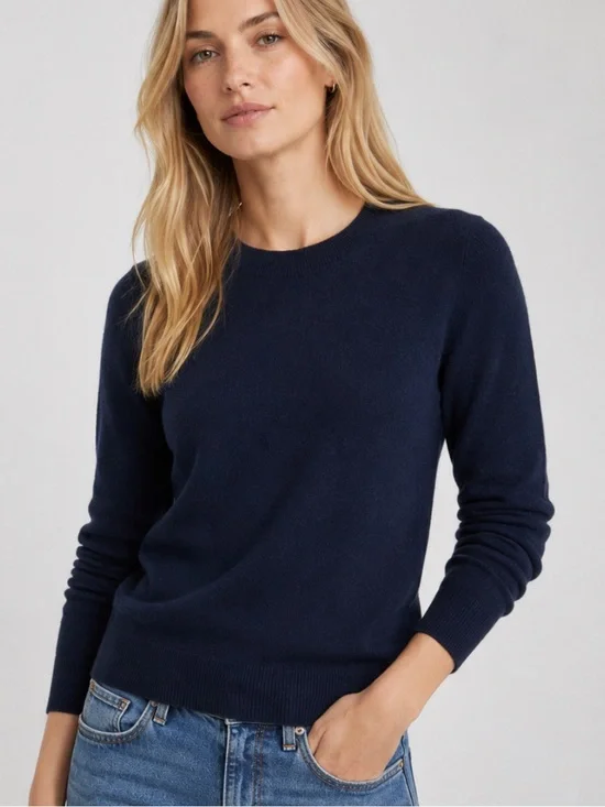J. Crew Cashmere Slim Fit Crew Sweater in Navy Blue