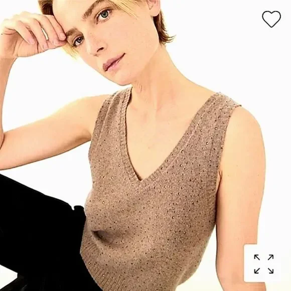 J CREW Crystal Embellished Sweater Shell Vest Supersoft Yarn sz XS NWT