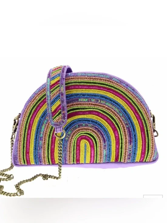 New with tags Beaded Rainbow Half-Moon Crossbody Bag - Purple