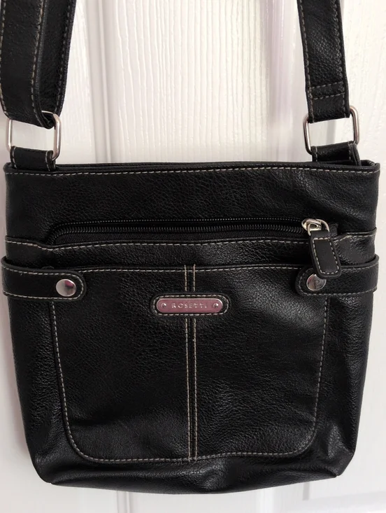 Rosetti Black Pebbled Faux Leather Crossbody