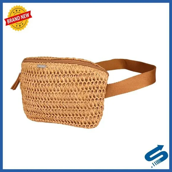 Woven Straw Sling Bag Fanny Pack Waist Bag Adjustable Strap Travel Beach