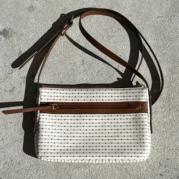 Fossil White/Brown Crossbody Bag