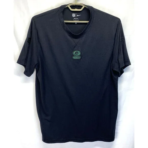 Nike Dri Fit Mens T-Shirt Green Bay Packers NFL Black/Green XL Short Sleeve Logo