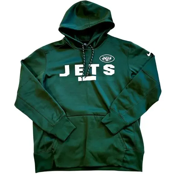 Nike New York Jets Hooded Sweatshirt Mens Sz Large Green Hoodie Performance NFL