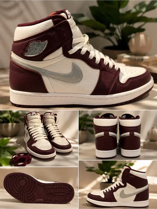 Nike Air Jordan 1 High Maroon White Silver