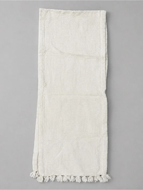 Light Cream Textured Fringe Table Runner