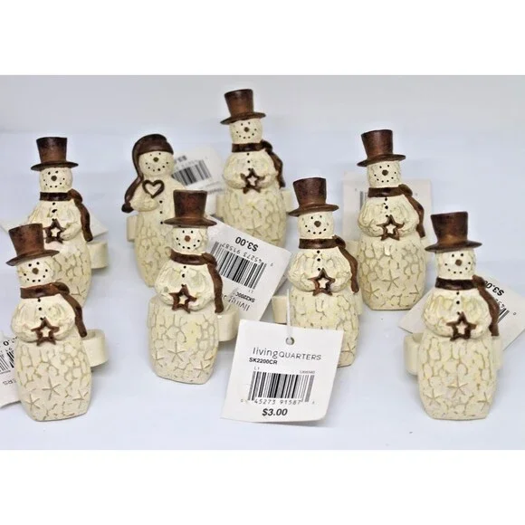 Flurryville Collection Artic Bart Snowman Napkin Rings Set of 8 Rare Retired