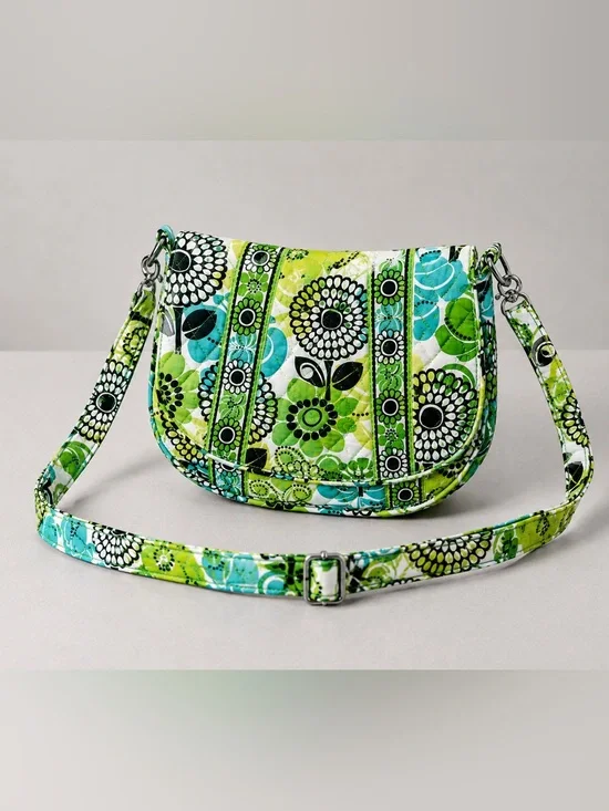 Vera Bradley Saddle Up Crossbody Bag Limes Up Purse Bohemian Retired