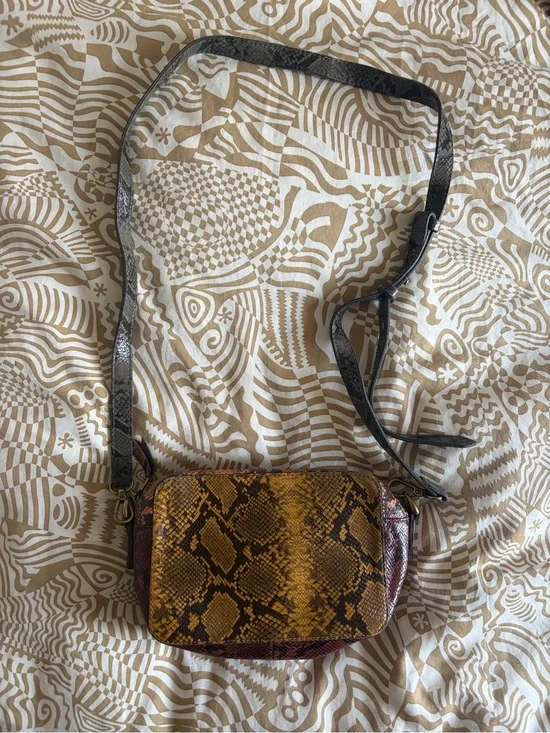 Madewell The Transport Camera Bag: Colorblock Snake Embossed