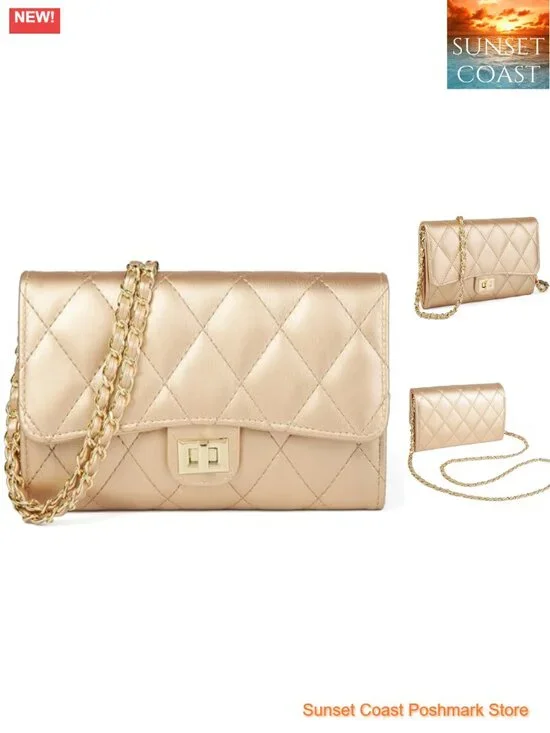 PU Leather Small Crossbody Bag Sling Purse with Chain Strap for Women