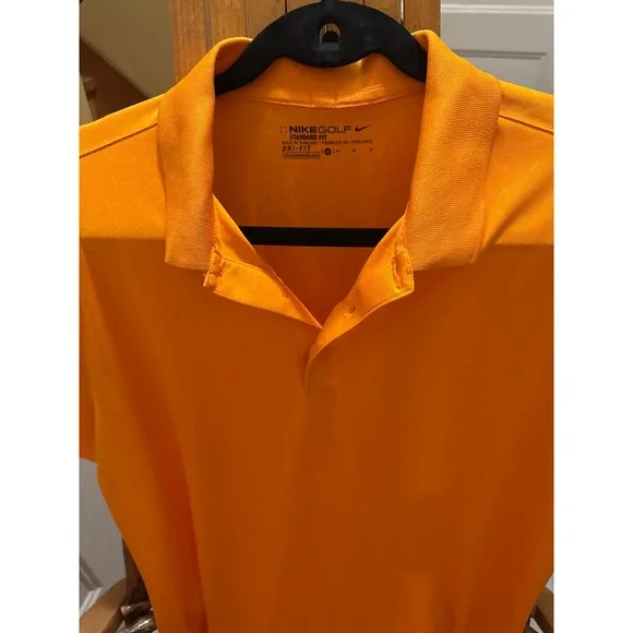 Nike Golf Mens Dri-FIT Standard‎ Fit Orange Jacquard Polo Shirt Size Medium