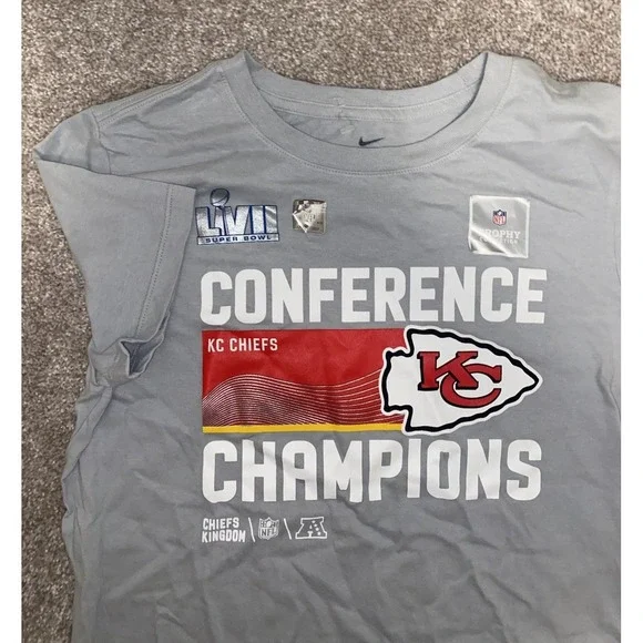 Kansas City Chiefs Nike Tee Conference Champions Gray Men M‎ Chiefs Kingdom NFL