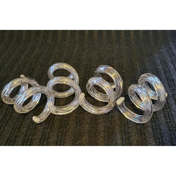 Ekenäs Sweden Glass Spiral Napkin Rings — Set of 8, Mid-Century Modern, c. 1960s