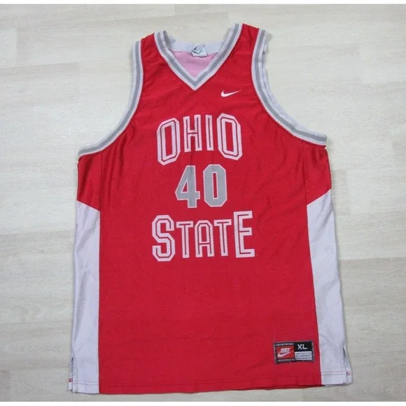 Vintage 1990's Ohio‎ State Buckeyes Nike NCAA Basketball Jersey 40 (XL) #40 OSU