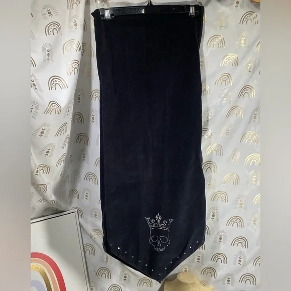 Black Velvet table runner with diamond Skull Design