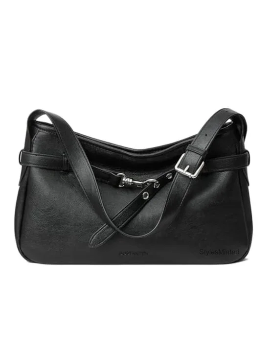 Medium Vegan Leather Shoulder Handbag Hobo Purse with Adjustable Strap
