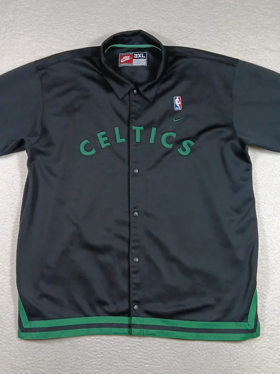 Nike Boston Celtics Rewind Shooting Shirt Mens 3XL Black Warm Up Snap Button 25
