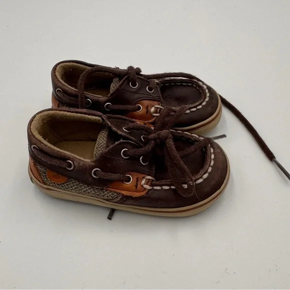 Sperry Baby Girls Boys Size 4 Kids Brown and Tan Moccasins Boat Shoes