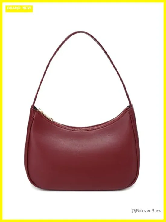 Vintage Hobo Shoulder Bag PU Leather Tote Purse with Zipper Closure