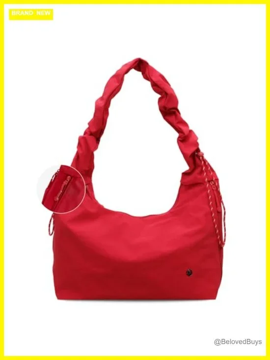 Large Slouchy Nylon Hobo Bag Drawstring Crossbody Shoulder Tote Travel Gym