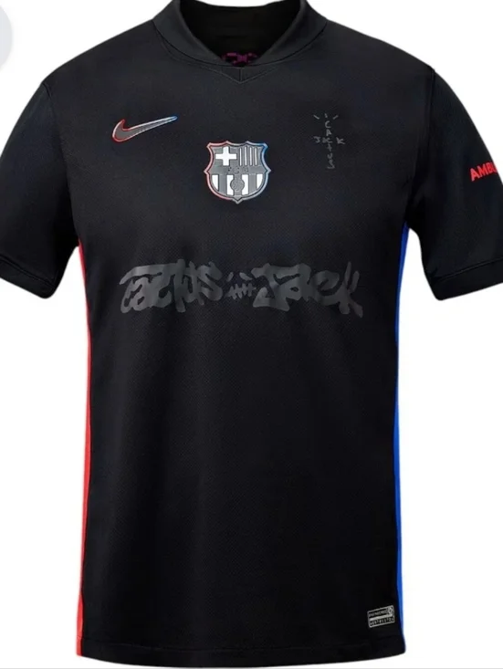 Nike Black FC Barcelona Short Sleeve Jersey with Red & Blue Accents