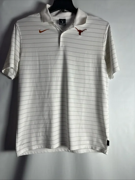 Nike White Polo with Orange Swoosh and Longhorn Patch