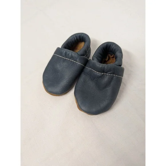 Starry Knight Leather Baby Mocassins Shoes Navy Blue Sz Infant 0
