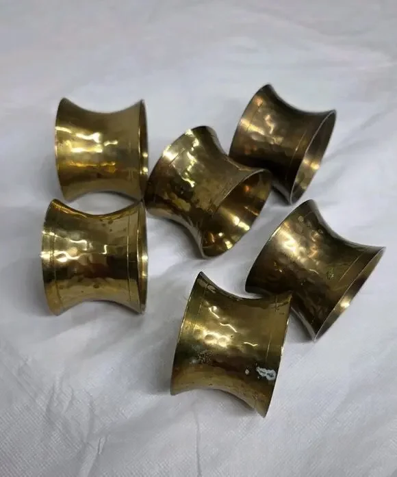 Vintage Hammered Brass Napkin Ring Holders 1.5