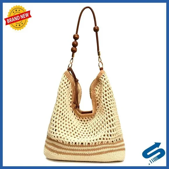 Straw Hobo Bag Vintage Boho Shoulder Tote Crossbody Purse Travel Beach