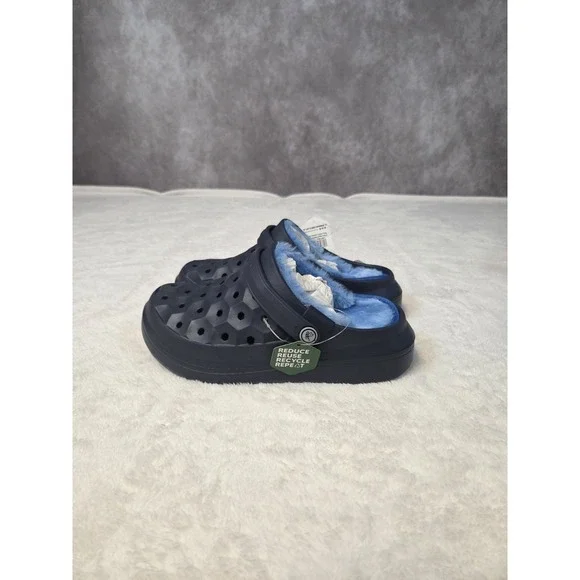 Joybees Fur Lined  Clogs Childs Size 3 Navy NWT