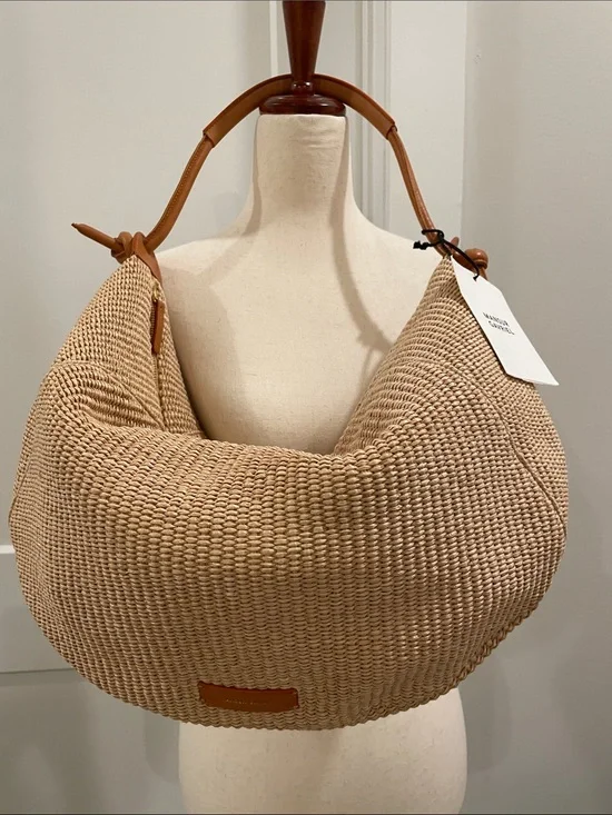 Mansur Gavriel Fortuna Raffia Hobo bag with Leather Handle