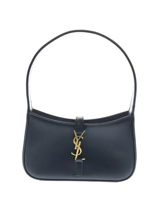 Saint Laurent Paris Handbag Mini Hobo Black Calf Leather Gold