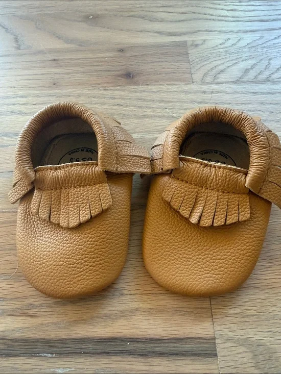 Toddler Tan Fringe Moccasins - Soft Slip-On Style- 5.5T NWOT