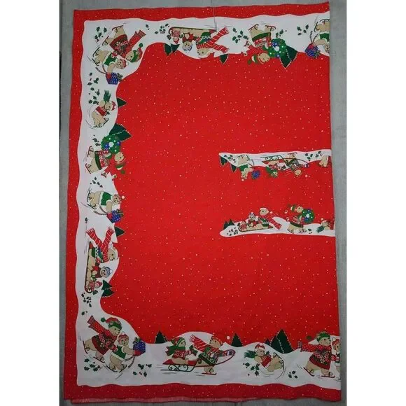 Sunweave Christmas Tablecloth Bears Sleds Snow Christmas Tree 84X60‎
